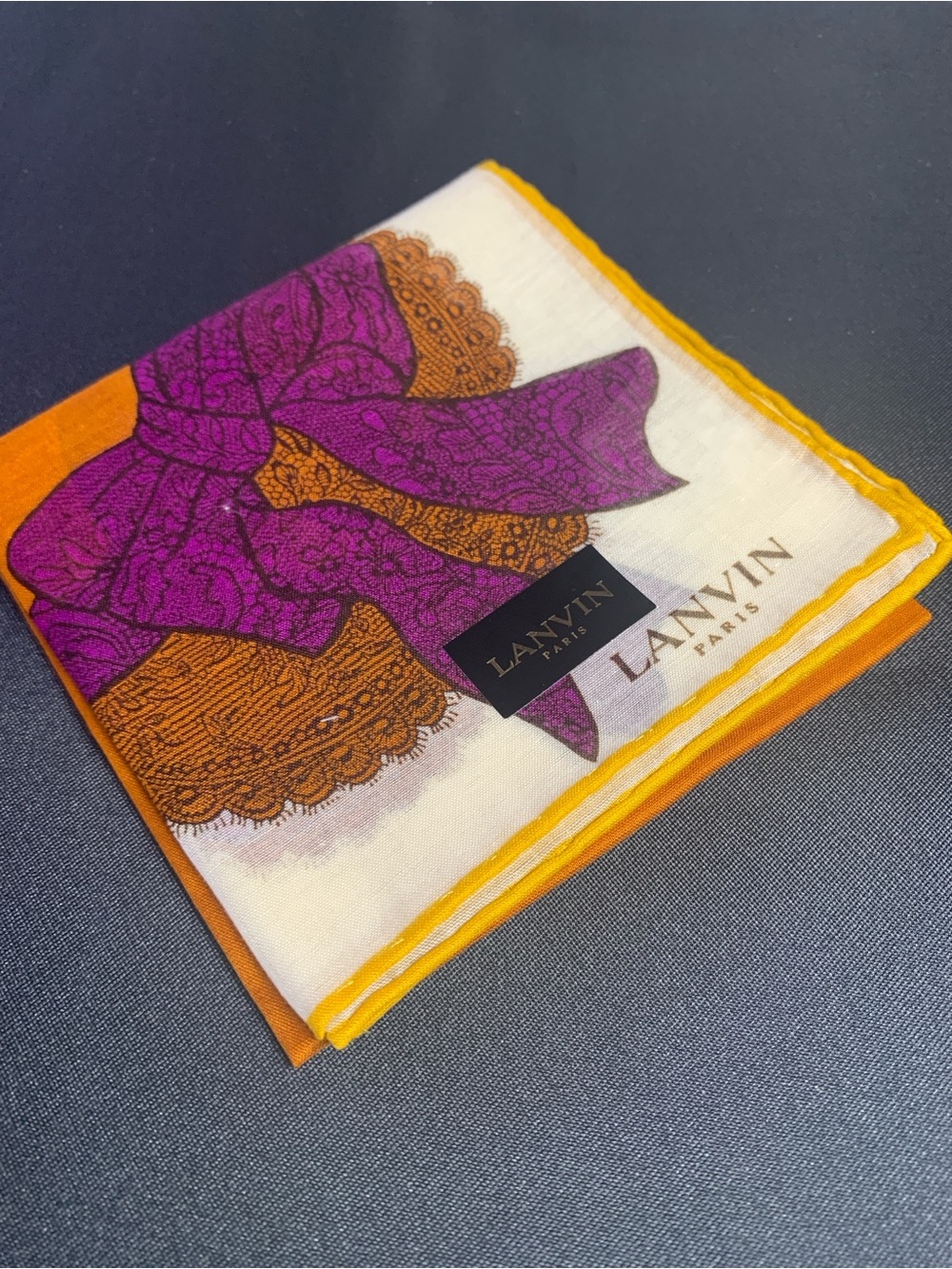 Lanvin White, Purple and Orange Mini Scarf
